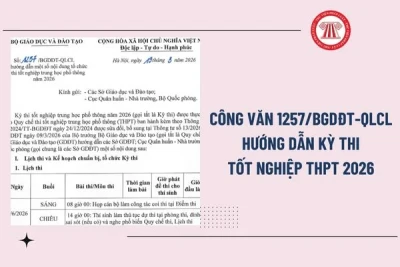 Công văn 1257/BGDĐT-QLCL ngày 19/3/2026 của Bộ Giáo dục và Đào tạo hướng dẫn một số nội dung tổ chức Kỳ thi tốt nghiệp THPT năm 2026.