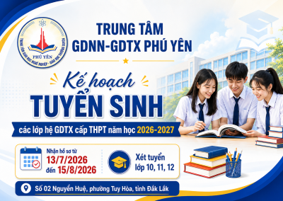 Kế hoạch tuyển sinh các lớp THPT hệ GDTX năm học 2026 - 2027