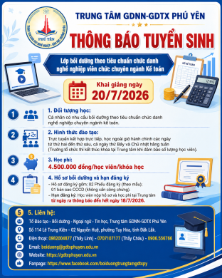 Thông báo tuyển sinh lớp bồi dưỡng cấp chứng chỉ theo tiêu chuẩn chức danh  nghề nghiệp viên chức chuyên ngành Kế toán
